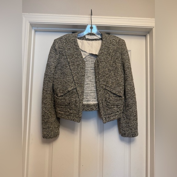 Iro Metallic Nakilo Jacket Blazer Sz 36 Silver Gray White - Picture 5 of 8